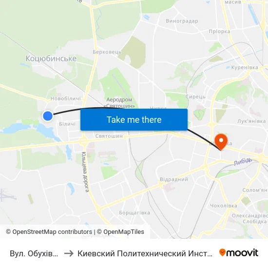 Вул. Обухівська to Киевский Политехнический Институт КПИ map