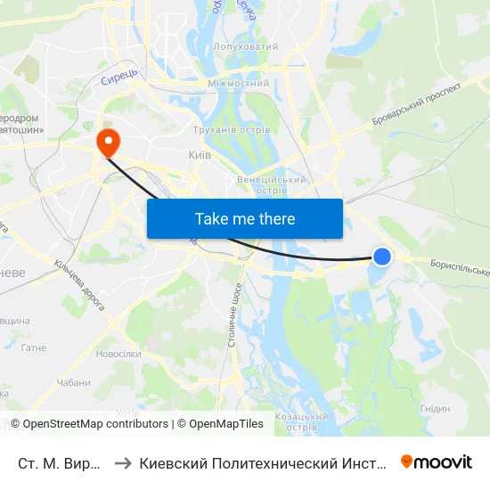 Ст. М. Вирлиця to Киевский Политехнический Институт КПИ map