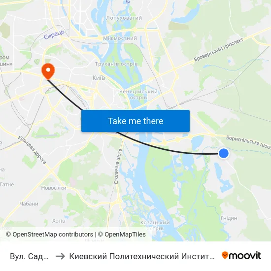 Вул. Садова to Киевский Политехнический Институт КПИ map