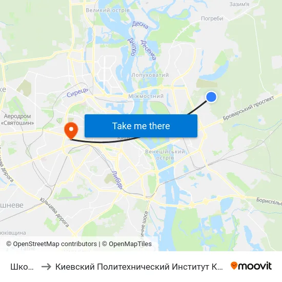 Школа to Киевский Политехнический Институт КПИ map