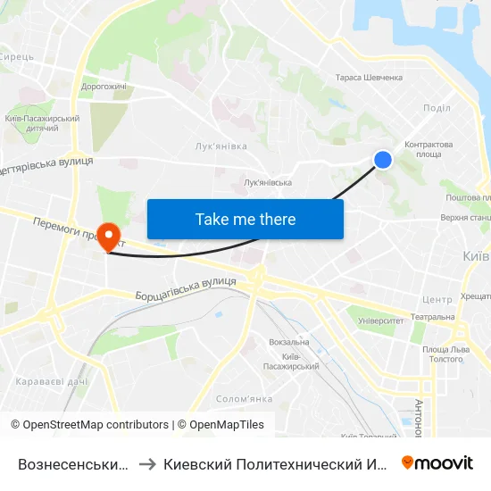 Вознесенський Узвіз to Киевский Политехнический Институт КПИ map