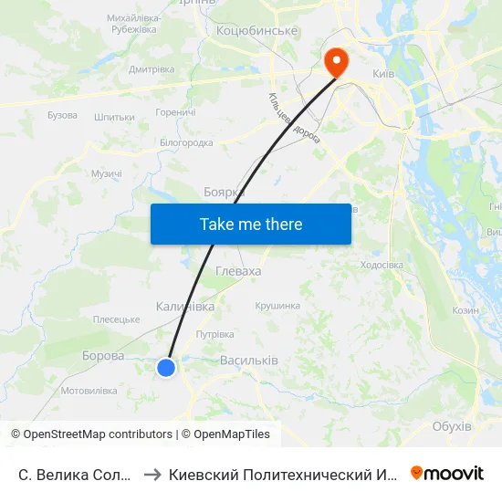 С. Велика Солтанівка to Киевский Политехнический Институт КПИ map