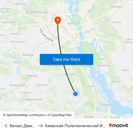 С. Великі Дмитровичі to Киевский Политехнический Институт КПИ map