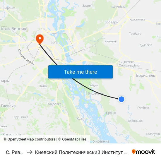 С. Ревне to Киевский Политехнический Институт КПИ map