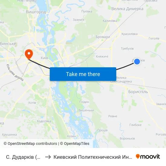 С. Дударків (Центр) to Киевский Политехнический Институт КПИ map