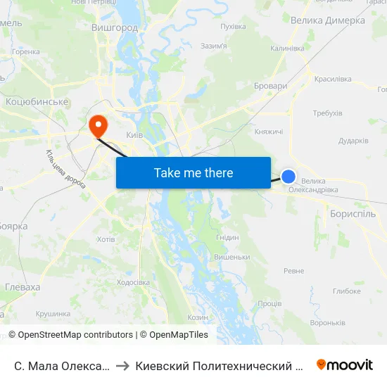 С. Мала Олександрівка to Киевский Политехнический Институт КПИ map