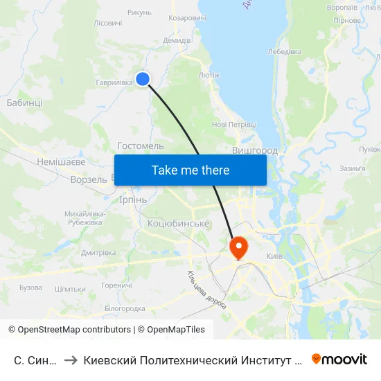 С. Синяк to Киевский Политехнический Институт КПИ map
