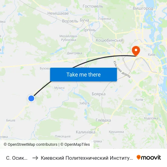 С. Осикове to Киевский Политехнический Институт КПИ map