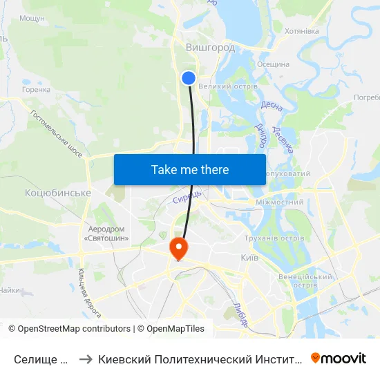 Селище Двс to Киевский Политехнический Институт КПИ map