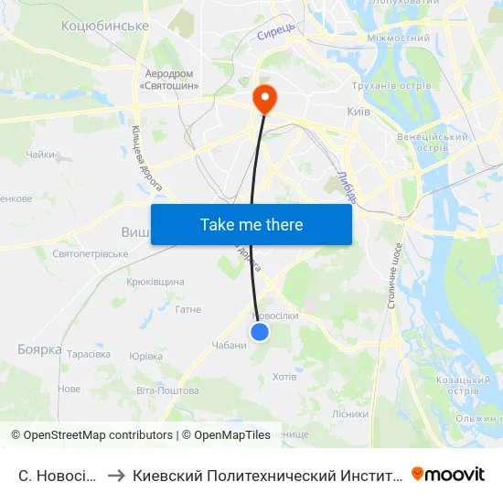 С. Новосілки to Киевский Политехнический Институт КПИ map