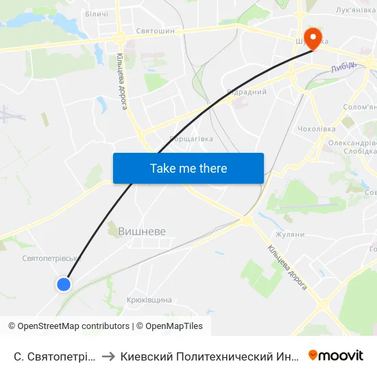 С. Святопетрівське to Киевский Политехнический Институт КПИ map