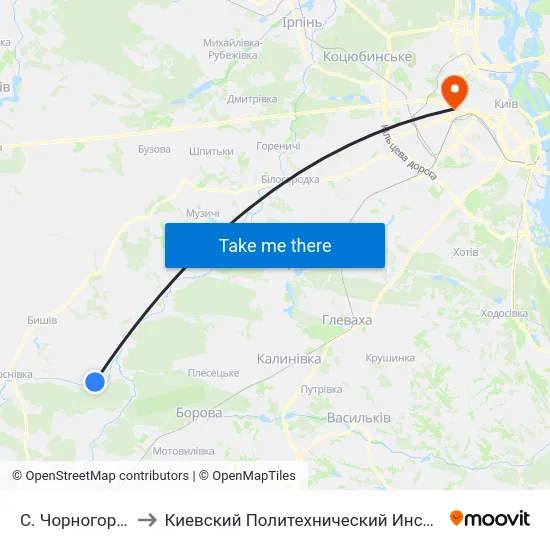 С. Чорногородка to Киевский Политехнический Институт КПИ map