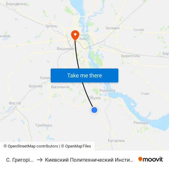С. Григорівка to Киевский Политехнический Институт КПИ map