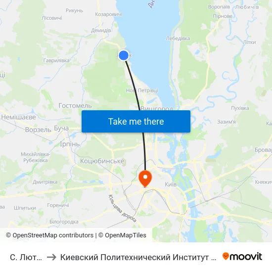 С. Лютіж to Киевский Политехнический Институт КПИ map