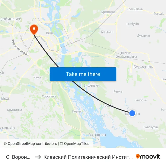 С. Вороньків to Киевский Политехнический Институт КПИ map