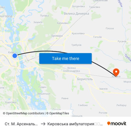 Ст. М. Арсенальна to Кировська амбулатория💉💊🚑🏥 map