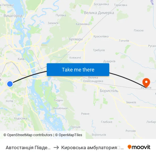Автостанція Південна to Кировська амбулатория💉💊🚑🏥 map