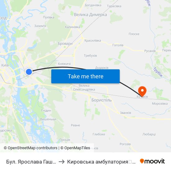 Бул. Ярослава Гашека to Кировська амбулатория💉💊🚑🏥 map