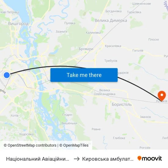 Національний Авіаційний Університет to Кировська амбулатория💉💊🚑🏥 map