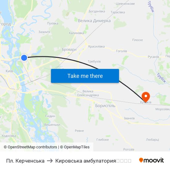 Пл. Керченська to Кировська амбулатория💉💊🚑🏥 map