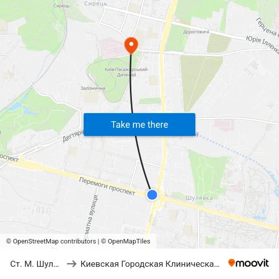 Ст. М. Шулявська to Киевская Городская Клиническая больница №9 map