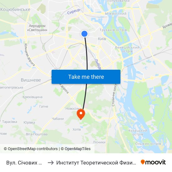 Вул. Січових Стрільців to Институт Теоретической Физики НАН Украины map