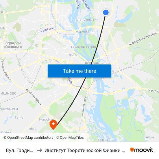 Вул. Градинська to Институт Теоретической Физики НАН Украины map