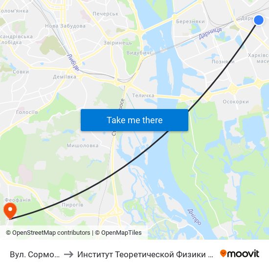 Вул. Сормовська to Институт Теоретической Физики НАН Украины map