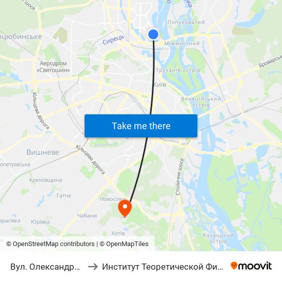 Вул. Олександра Архипенка to Институт Теоретической Физики НАН Украины map