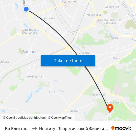 Во Електронмаш to Институт Теоретической Физики НАН Украины map
