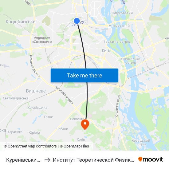 Куренівський Ринок to Институт Теоретической Физики НАН Украины map