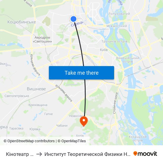 Кінотеатр Кадр to Институт Теоретической Физики НАН Украины map