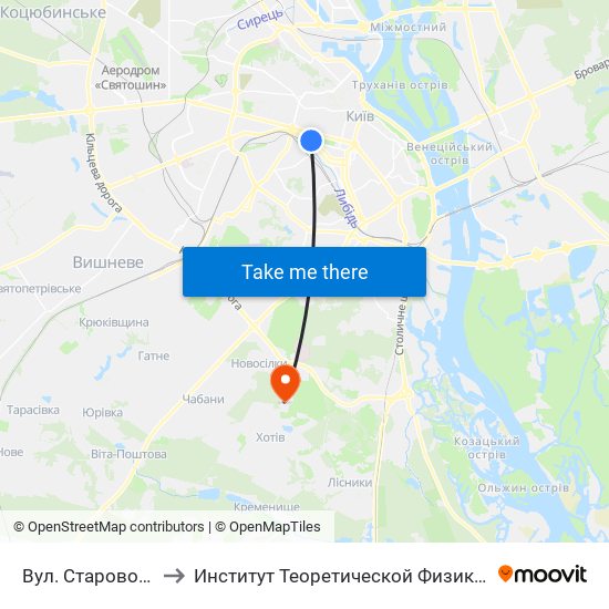 Вул. Старовокзальна to Институт Теоретической Физики НАН Украины map