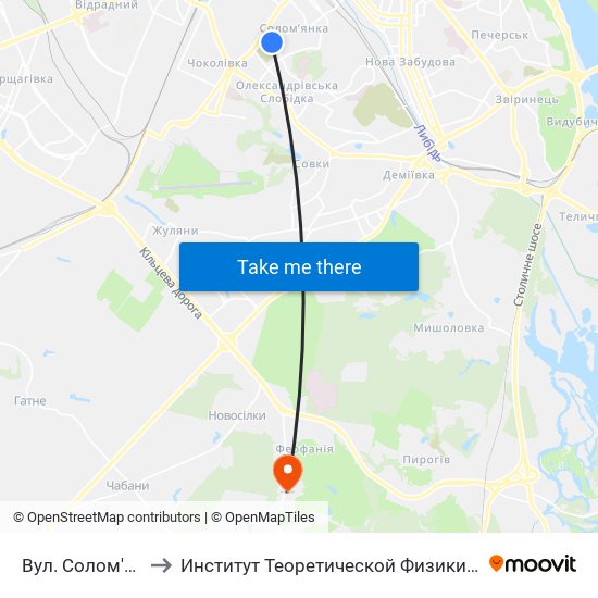 Вул. Солом'Янська to Институт Теоретической Физики НАН Украины map