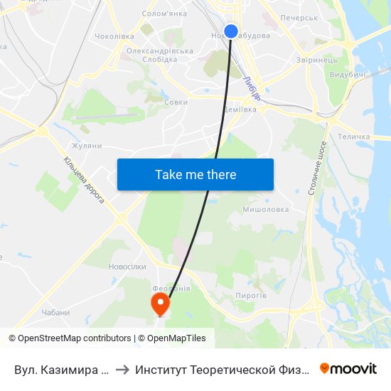 Вул. Казимира Малевича to Институт Теоретической Физики НАН Украины map