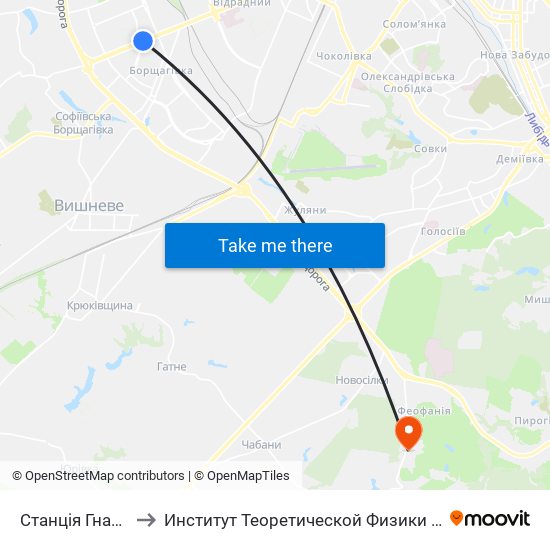 Станція Гната Юри to Институт Теоретической Физики НАН Украины map
