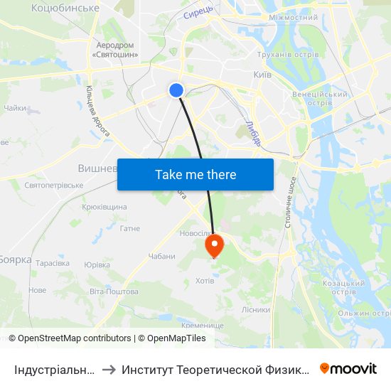 Індустріальний Міст to Институт Теоретической Физики НАН Украины map