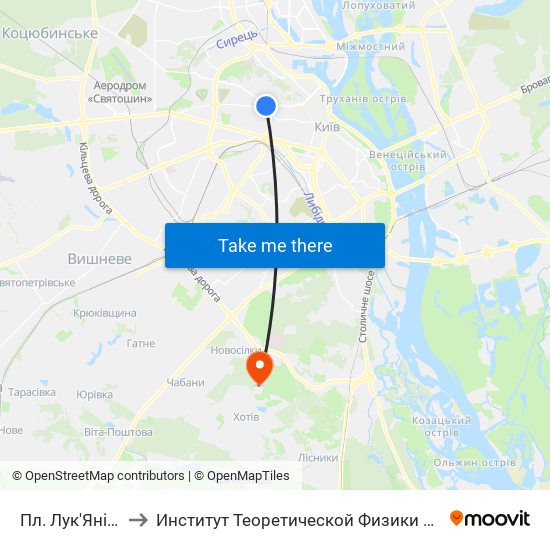 Пл. Лук'Янівська to Институт Теоретической Физики НАН Украины map