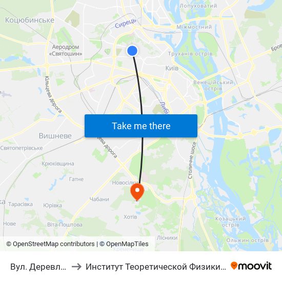 Вул. Деревлянська to Институт Теоретической Физики НАН Украины map