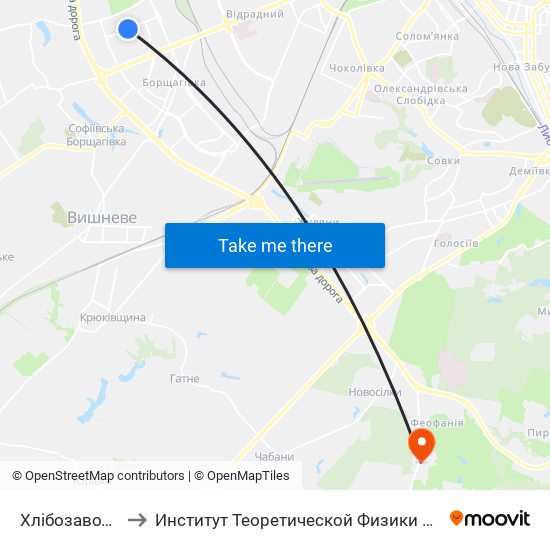 Хлібозавод №12 to Институт Теоретической Физики НАН Украины map