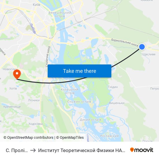 С. Проліски to Институт Теоретической Физики НАН Украины map