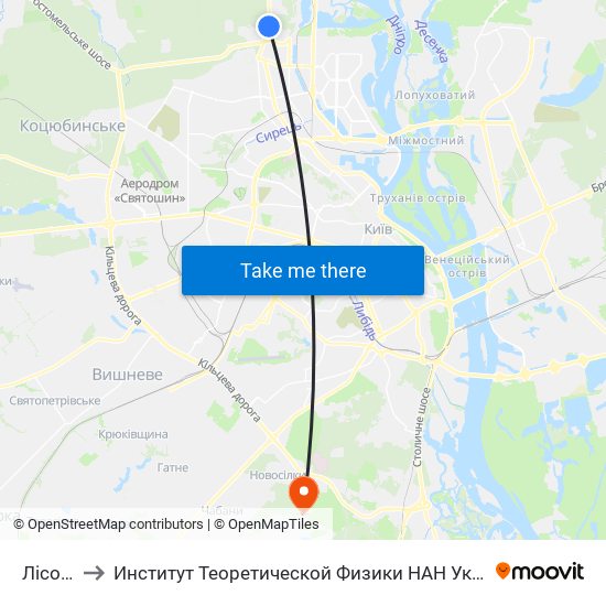 Лісова to Институт Теоретической Физики НАН Украины map