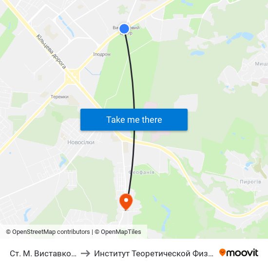 Ст. М. Виставковий Центр to Институт Теоретической Физики НАН Украины map