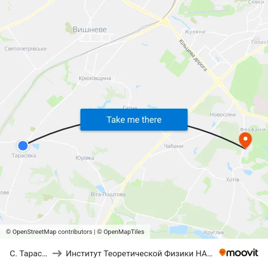 С. Тарасівка to Институт Теоретической Физики НАН Украины map