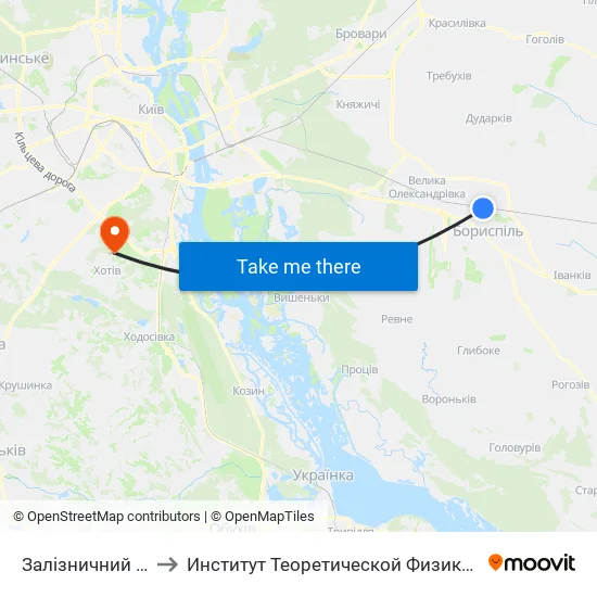 Залізничний Вокзал to Институт Теоретической Физики НАН Украины map