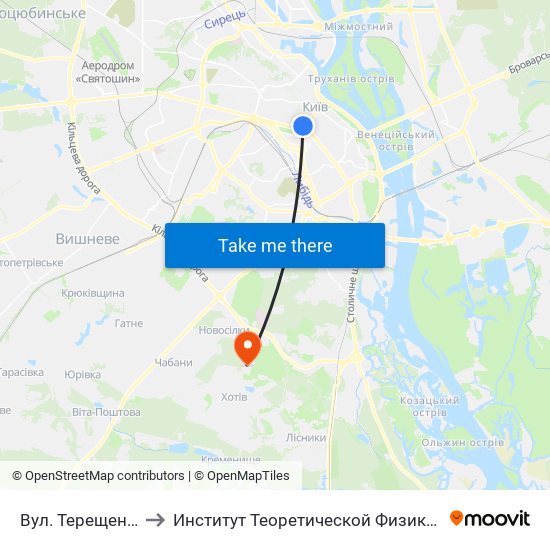 Вул. Терещенківська to Институт Теоретической Физики НАН Украины map