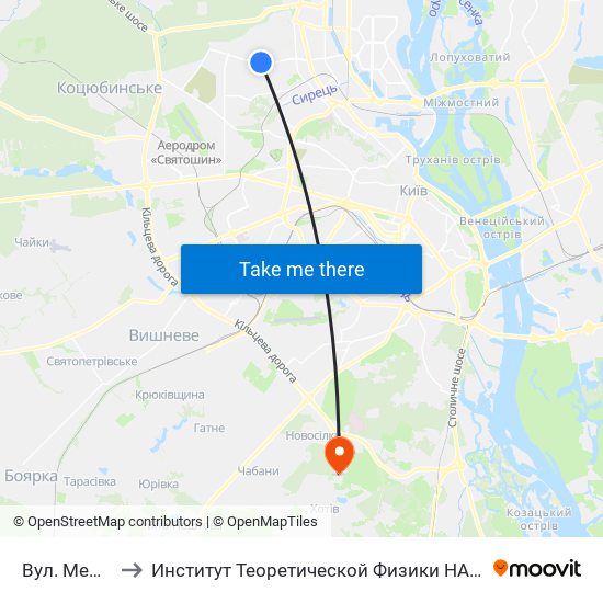 Вул. Межова to Институт Теоретической Физики НАН Украины map