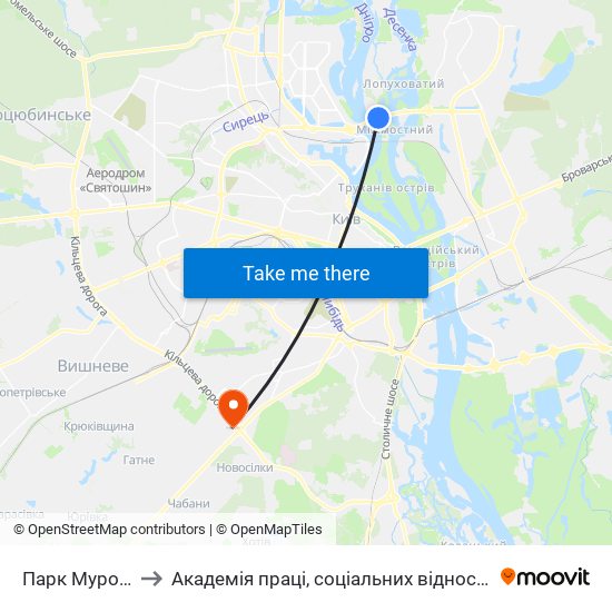 Парк Муромець to Академія праці, соціальних відносин і туризму map