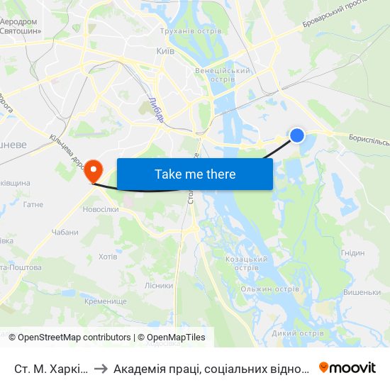 Ст. М. Харківська to Академія праці, соціальних відносин і туризму map