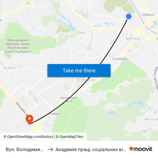 Вул. Володимира Брожка to Академія праці, соціальних відносин і туризму map